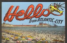 1957 Postmarked Postcard Hello From Atlantic City New Jersey NJ picture