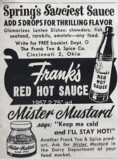1957 Franks Red Hot PRINT AD 2.75”+ Mister Mustard PROMO Vintage picture