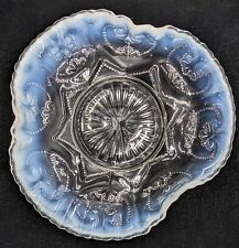 Antique Dugan Northwood Opalescent Jeweled Heart Glass Ruffled Bowl Dish picture