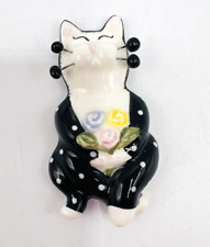 Annaco Creations Whimsiclay Amy Lacombe Bouquet Cat Magnet 2.25