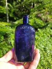 1890's Beautiful 1/2 Pint Purple Whiskey Flask◇Old Dark Amethyst Liquor Bottle picture