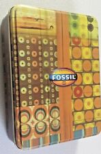 Vtg 2003 Authentic FOSSIL Tin Metal Box~Circles Squares Geometric Truly Inspired picture