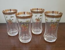 Mikasa 4 Palatial Holly Gold Water Glasses Christmas Holiday 5 1/2in Tall picture