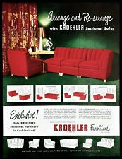 Kroehler sofa furniture ad vtg 1948 red sectional couch original advertisement picture
