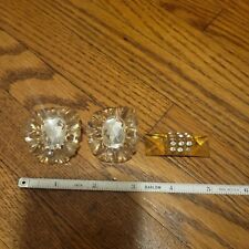 Vintage 1940s Large Lucite Rhinestone Buttons Yellow 1-3/4