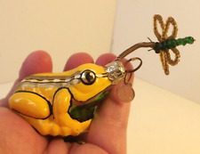 Vintage Retired Dept 56 Frog & Dragonfly Ornament Beaded & Blown Glass CUTE picture