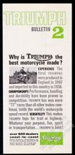 1966 Triumph motorcycle photo Bulletin 2 vintage print ad picture