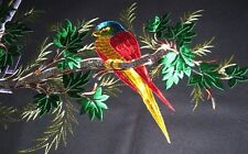Korea Conflict Era Antique  Bright Exotic Birds Embroidered Throw  picture