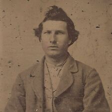 Old Vintage Antique Tintype Photo Young Man Cowboy Gent Dude w/ Slicked Up Hair picture