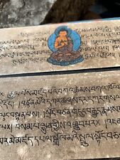 Antique Tibetan Buddhist Wooden Prayer Book - Rare Handmade Himalayan Art picture