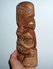 VINTAGE ANTIQUE POLYNESIAN NEW ZEALAND OCEANIC TIKI TOTEM IRON WOOD CARVING picture