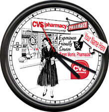 Personalized Retro Vintage Drug Store Pharmacy Pharmacist  CVS Wall Clock picture