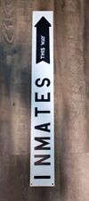 VINTAGE INMATES THIS WAY WOODEN SIGN JAIL 35 INCHES  picture