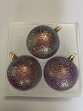 Vtg Kurt Adler Kringle Glass Ornaments Stars Set of 3 Sparkling Glitter Colorful picture