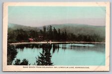 Sand Beach From Delmarsh Inn. Limekiln Lake NY Vintage Postcard picture