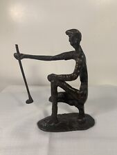 VTG 6.5” Brass/Metal Golfer Statue Lining Up Putt picture