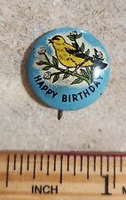 VINTAGE - Abingdon Cokesbury Press - Happy Birthday pin - Goldfinch on Branch picture
