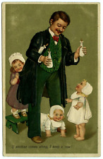 Marie Flatscher Postcard Father Children Milk Bottles PFB Series 7662 picture