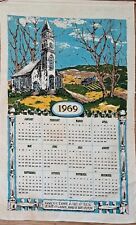 Vintage 1969 Linnen Cloth Calendar Towel Country Scene + Prayer 28