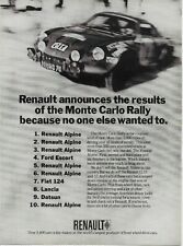 1973 Renault Alpine Monte Carlo Rally 12 15 17 Original Vintage Print Ad picture