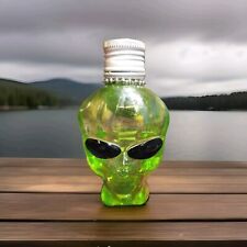 Outer Space Vodka Alien Head Green Glass Bottle Empty 750 ml W/ Glasses picture