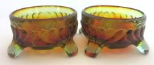 2 PC SUMMIT ART GLASS C-95 CAPRICE FOOTED OPEN SALT DIP PALE RUBINA #C6 picture