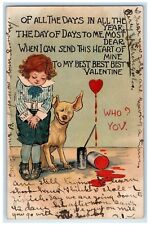 c1905 Valentine Girl Painter Dog Outcault Tuck's Roanoke Virginia VA Postcard picture