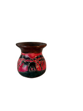 Vintage African Elephant Soapstone Small Vase Hand Carved Made in Kenya 3