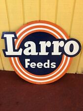 1955 Vintage LARRO FEEDS Tin Sign Original Die Cut Rare Seed Farm Tractor 17x21 picture