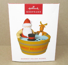 Hallmark Christmas Ornament 2022 Warmest Holiday Wishes Santa Reindeer Hot Tub picture