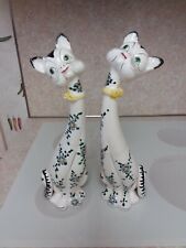 Pair of Embassy Japan Hand Painted Anthropomorphic Long Neck  CATS 15