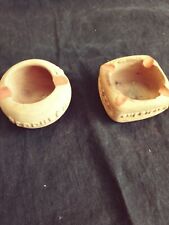 L👀K Vintage Paraiso Marriott Acapulco Handmade Clay Collectible Ashtray Set 2 picture