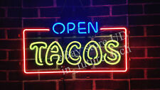 Tacos Open Neon Signs19x15 Real Glss Bar Pub Restaurant Wall Decor picture