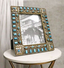 Rustic Western Turquoise Gems Geometric Patterns Ropes Picture Frame 8