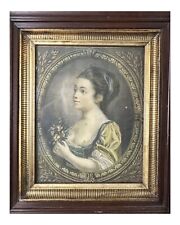 LOUIS MARIN BONNET Stipple Engraving in Antique Arts & Crafts Carved Wood Frame picture