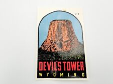 Vintage Souvenir Tourist TRAVEL Decal Water Slide Devil's Tower Wyoming picture