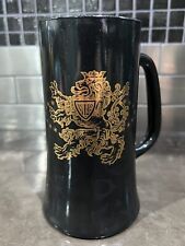 Vintage VIP Clear Glass Bottom Black Beer Mug Stein Gold Lion & Stars Design picture