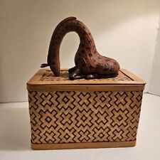 Vintage Chinese Shanghai Handicrafts Giraffe Box Wicker Woven Lidded Box picture