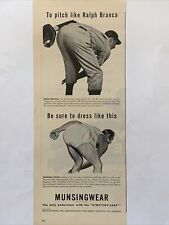 1946 vintage Munsingwear underwear print ad. Featuring Ralph Branca picture