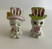 Set Of 2  Lefton Bisque Bunny Rabbits Porcelain Bisque picture