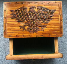 VTG Matchstick Jewelry Trinket Tramp Folk Art Hand Made Box & DRAWER EAGLE 6