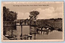 Pelican Rapids Minnesota MN Postcard Foot Bridge Pelican River Dunn Resort 1921 picture