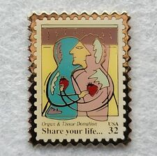 ⭐️ Vintage 1998 USPS Share Your Life 32 Cent Postage Stamp Hat Lapel Pin picture