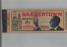 1930s Matchbook Cover Diamond Quality Saegertown Old Style & Dry Ginger Ale picture