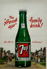 7up Soda Original Vintage 1948 The Fresh Up Family Drink Advertising Poster picture