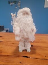12” Standing Christmas Decor Winter Wonderland White Santa Holding Snowflake picture