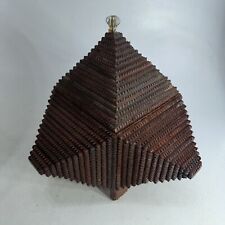 Japanese  Vintage Rare Wooden Pagoda Style Box With Hook Closure Handmade picture