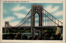 1930s NEW YORK CITY GEORGE WASHINGTON BRIDGE LINEN POSTCARD 38-12 picture