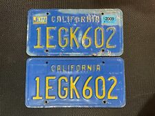 CALIFORNIA PAIR OF LICENSE PLATES BLUE 1EGK602 JUNE 2009 1 EGK 602 PLATE TAGS picture