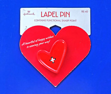 Hallmark PIN Valentines Vintage HEART Sewing BUTTON Slant 2.40 Brooch NEW picture
